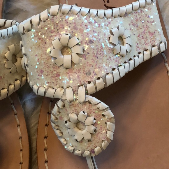 Jack Rogers White Glitter Cleo Sandal Leather NEW - Picture 7 of 7